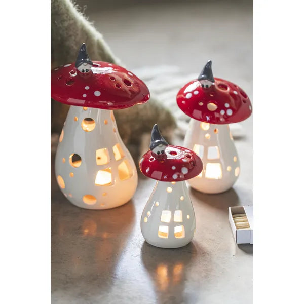 Lantaarn Tomte op paddestoel medium