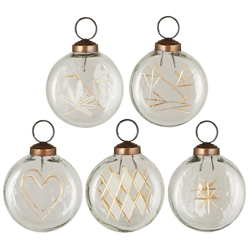 Kerstballen doorzichtig met goud 5 stuks