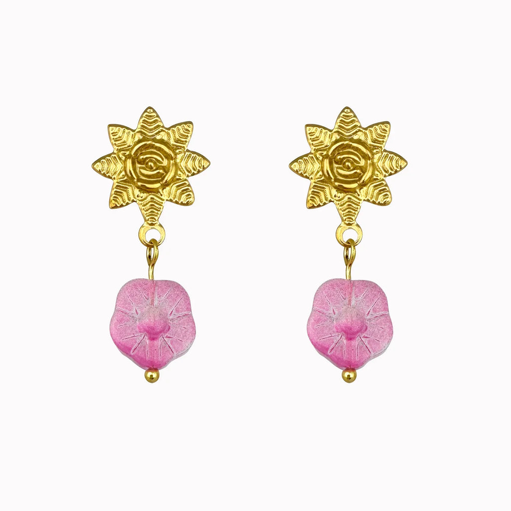 Oorhangers bloem statement roze