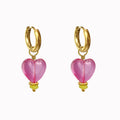 Rainforest Earrings Gold met roze hartje