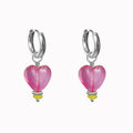 Rainforest Earrings Silver met roze hartje