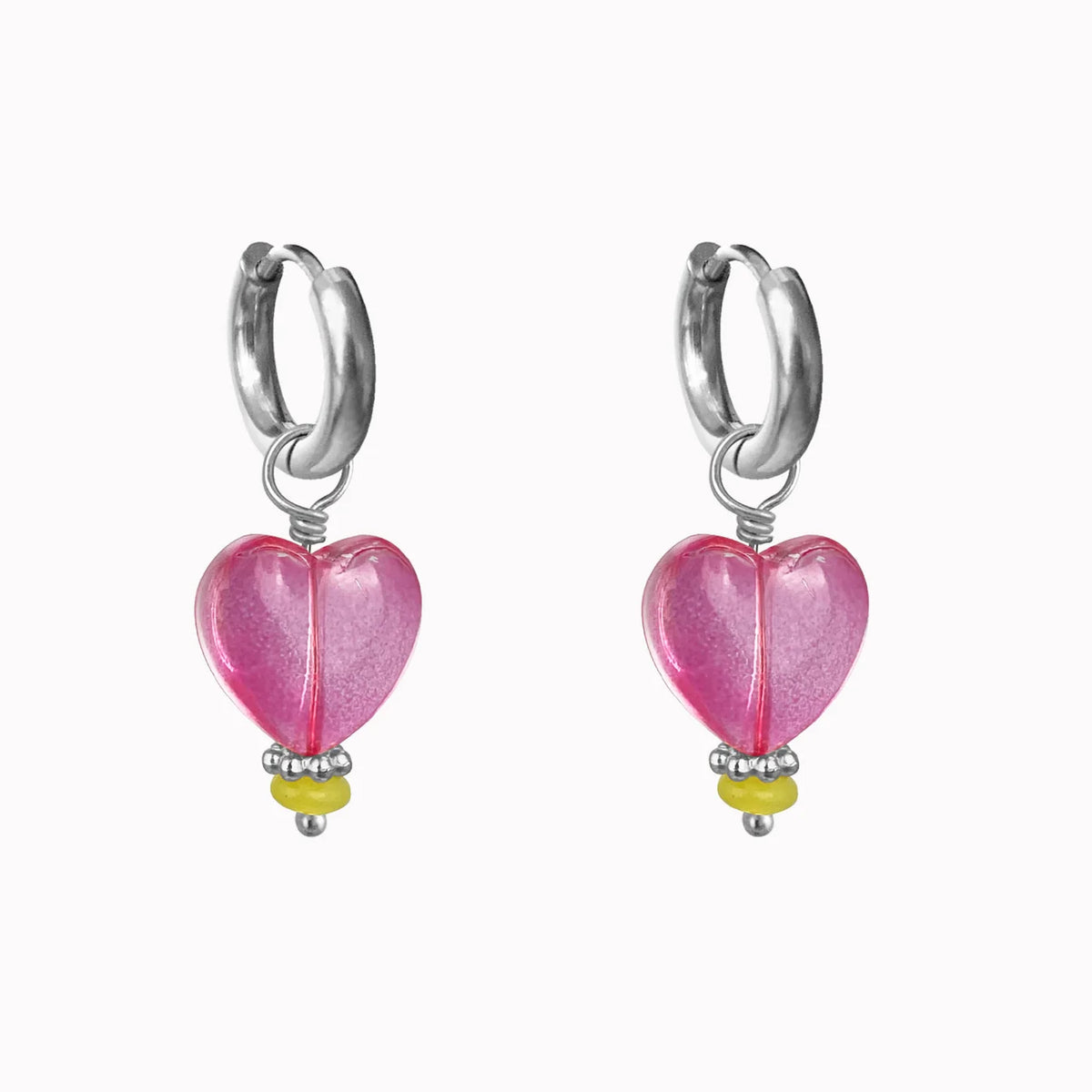 Rainforest Earrings Silver met roze hartje