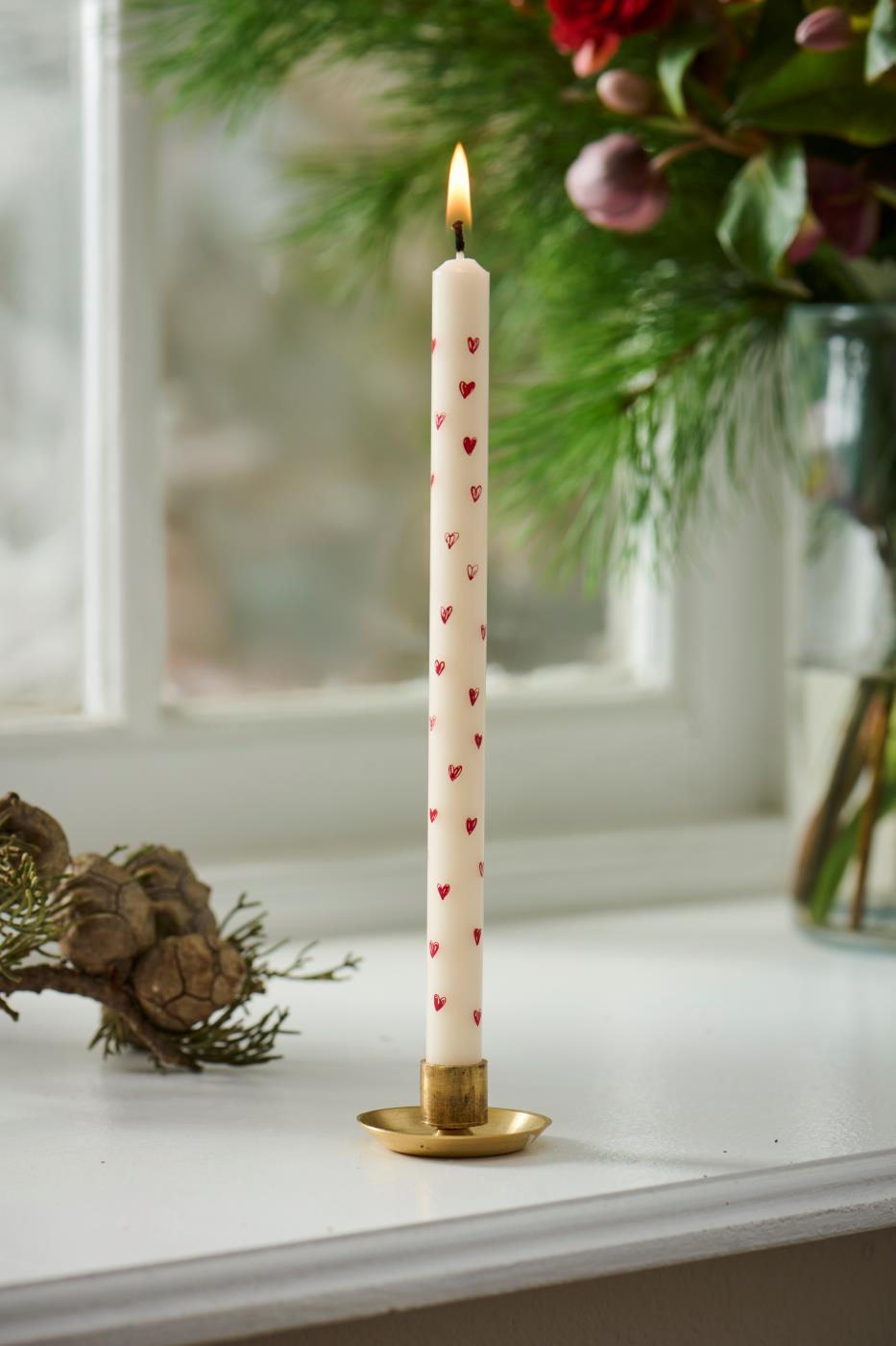 Kaars met rode harten