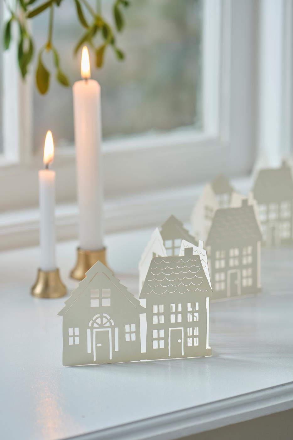 Kerstmis tafeldecoratie huisjes