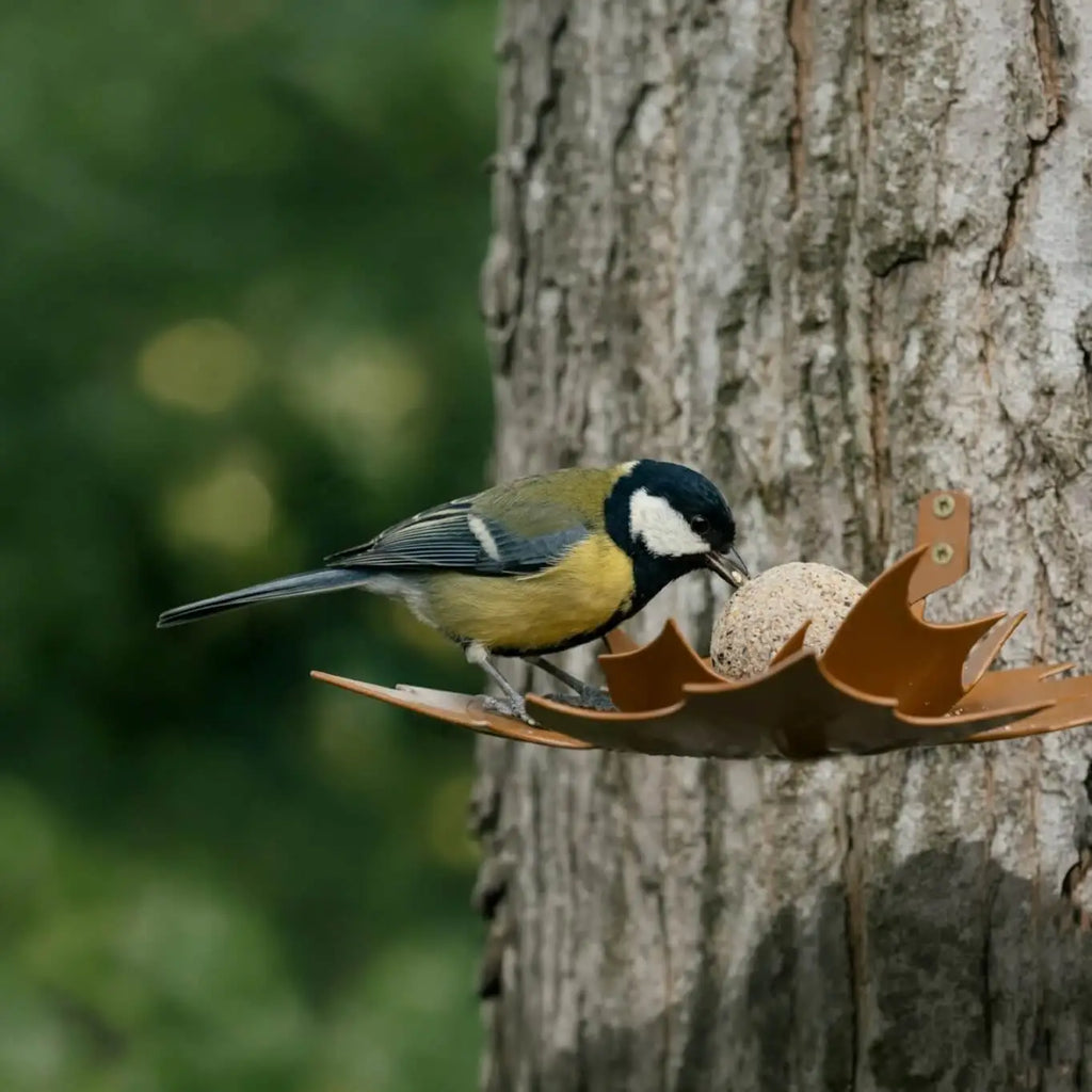 Heeej! Leaf me - wand-vogelvoederschaal Bruin metaal
