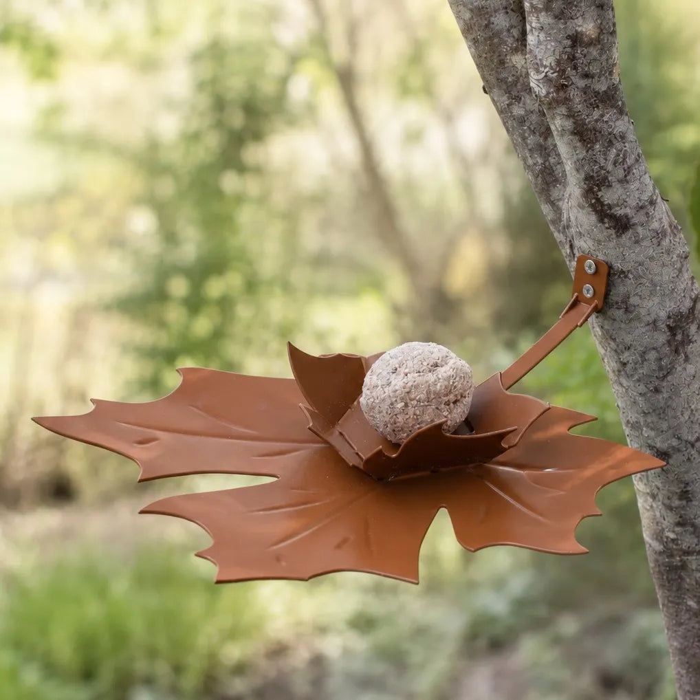 Heeej! Leaf me - wand-vogelvoederschaal Bruin metaal