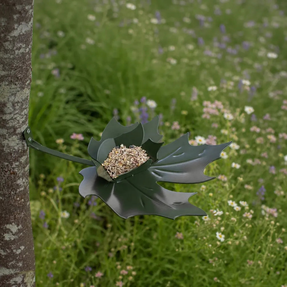 Heeej! Leaf me - wand-vogelvoederschaal Bruin metaal